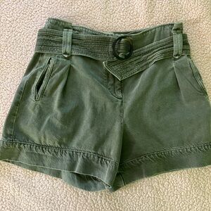 Sezane Olive Rome High Waist Belted Shorts